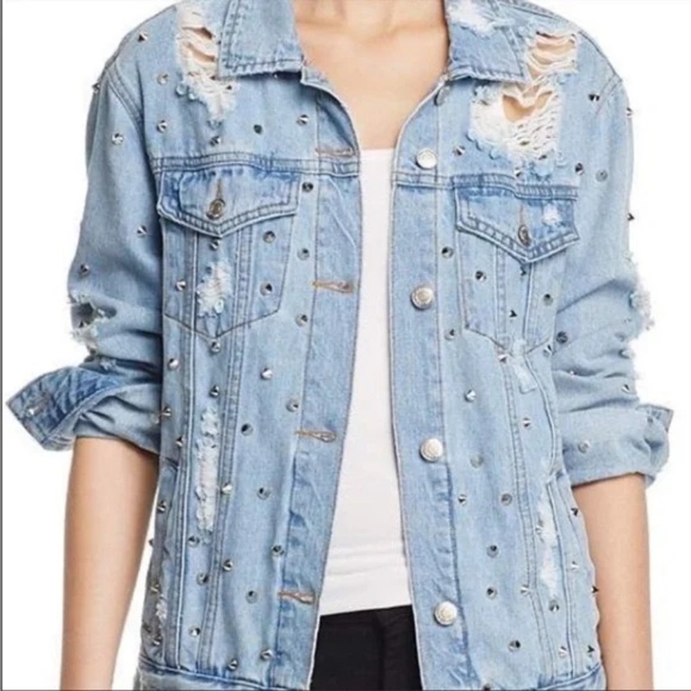 Sunset + Spring Studded Light Blue Denim Jacket